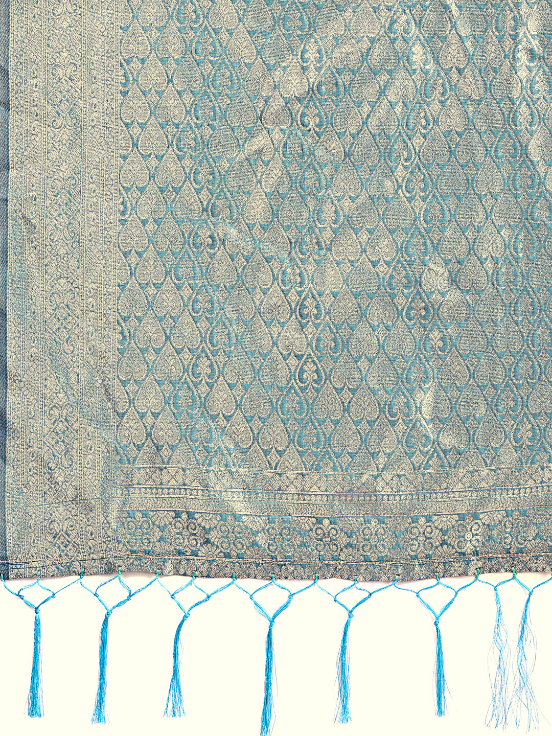 Graceful Sky Blue Lichi Silk Saree with Contrast Blue Woven Border & Floral Zari Design β Wedding & Festive Wear