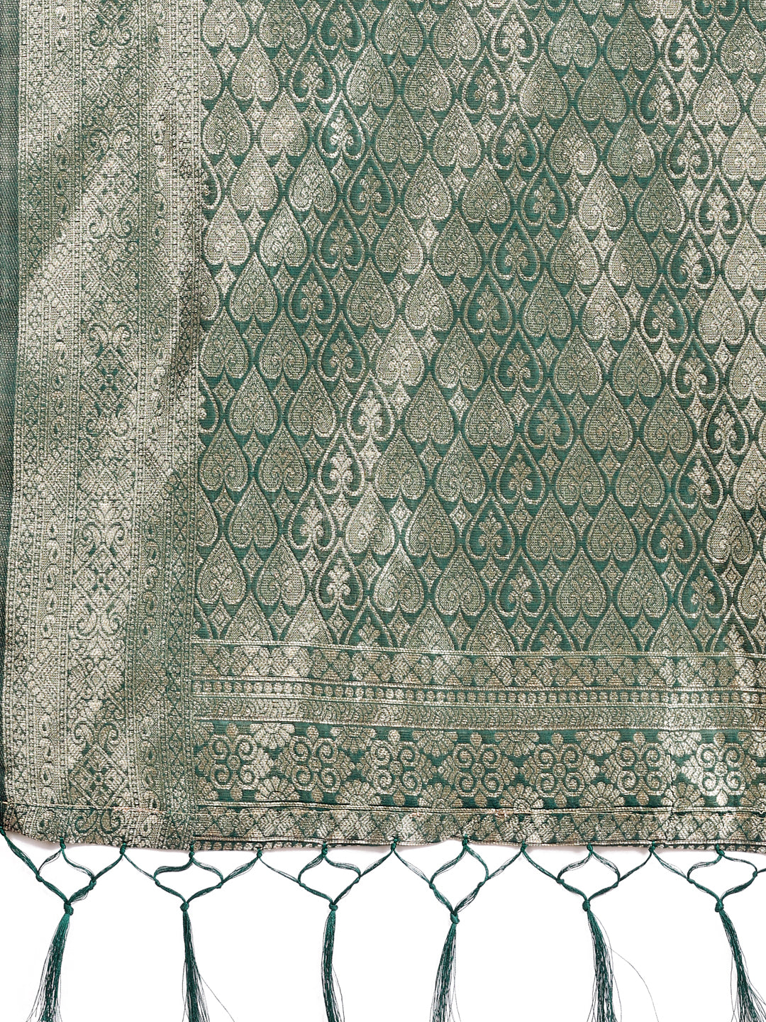Graceful Green Lichi Silk Saree with Contrast Blue Woven Border & Floral Zari Design β Wedding & Festive Wear