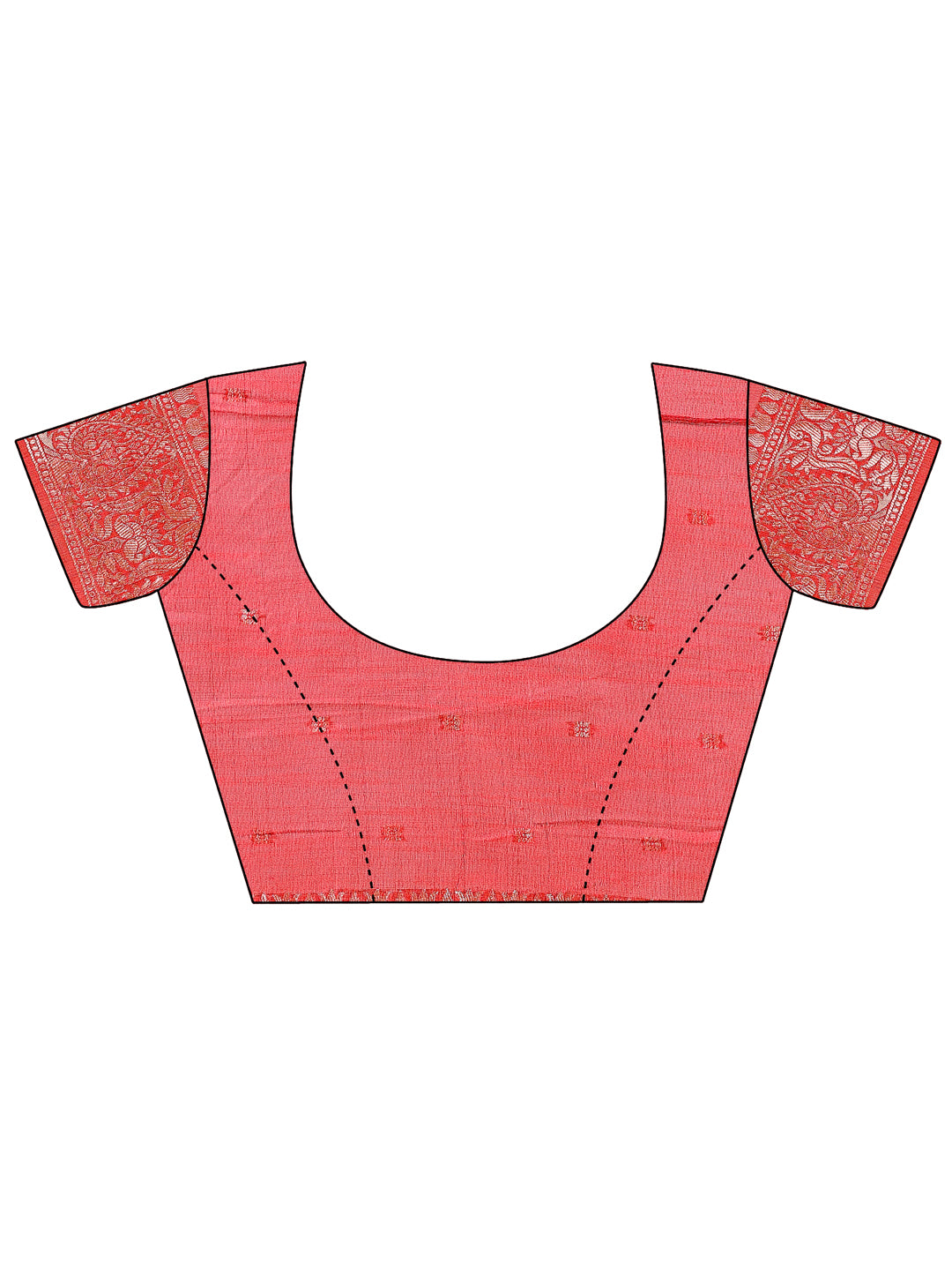 Elegant Red Linen Cotton Saree with Silver Zari Border & Geometric Weave