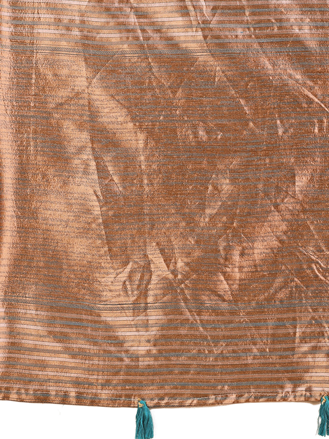 Elegant Blue Linen Cotton Saree with Copper Zari Pallu and Artistic Brush Pattern โ Festive & Formal Wear