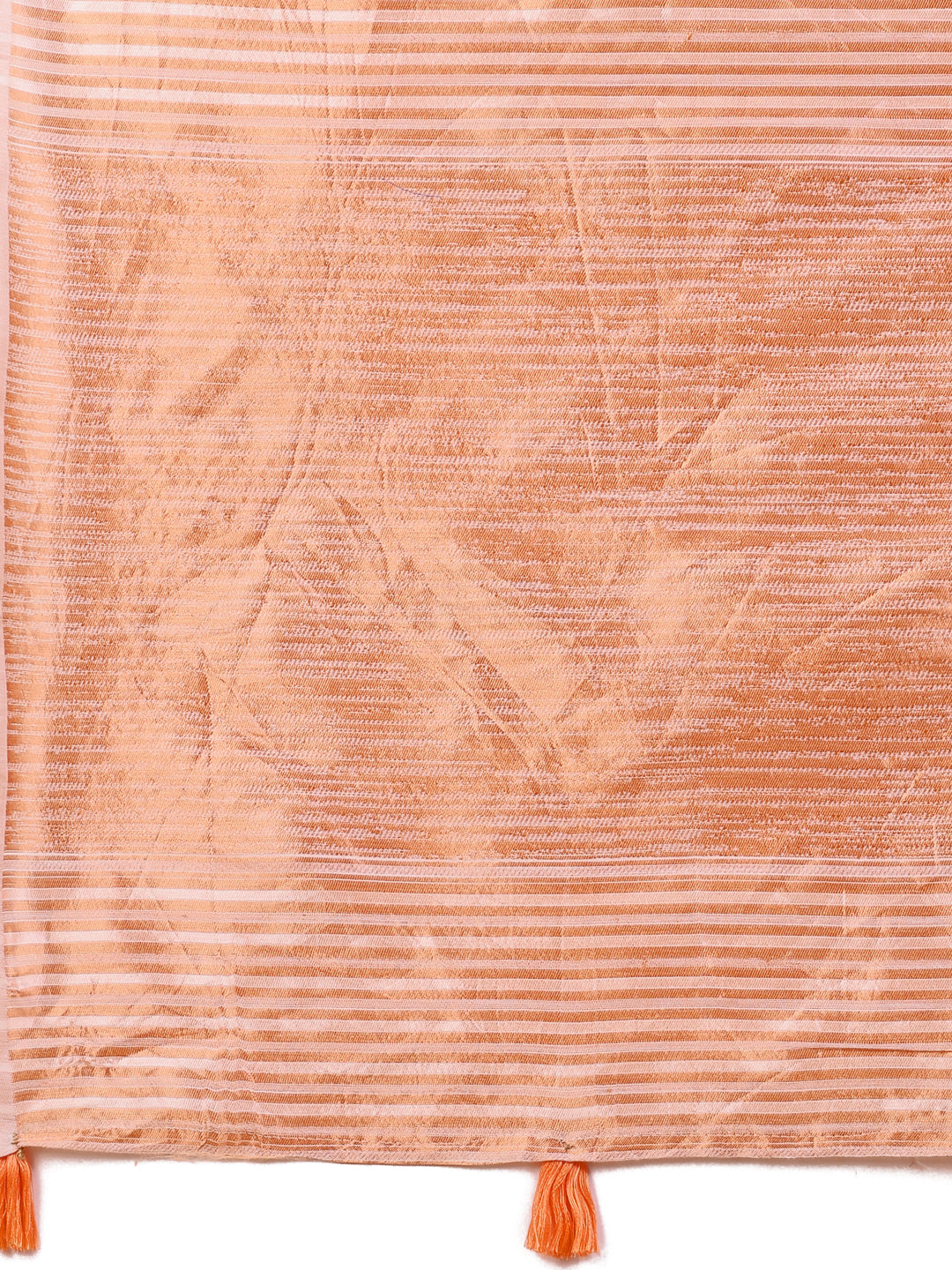 Elegant White Linen Cotton Saree with Copper Zari Pallu and Artistic Brush Pattern โ Festive & Formal Wear