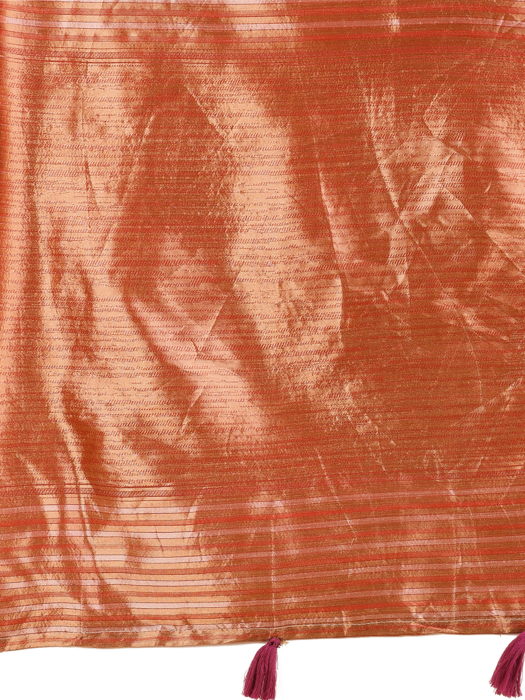 Elegant Red Linen Cotton Saree with Copper Zari Pallu and Artistic Brush Pattern โ Festive & Formal Wear