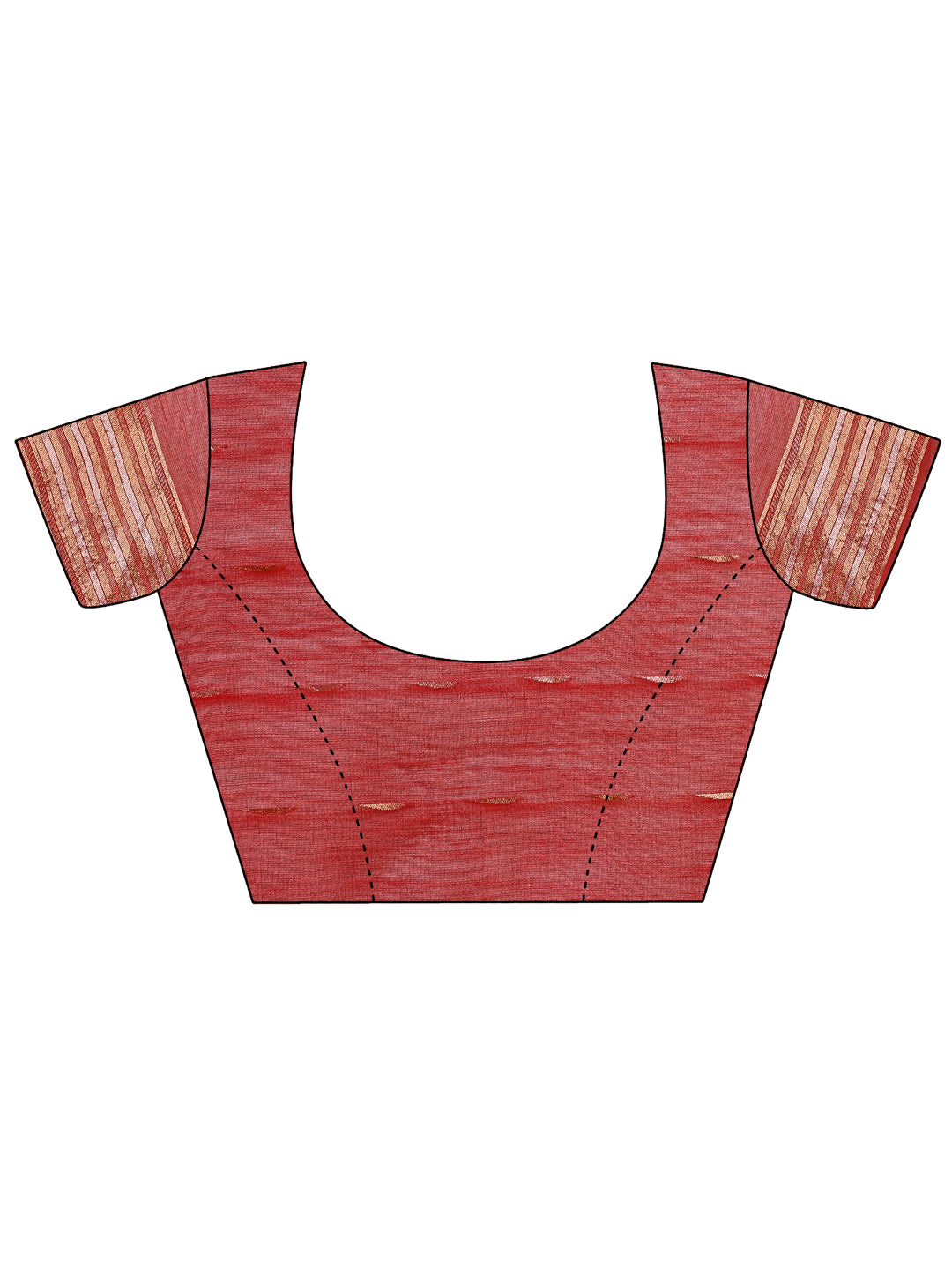 Elegant Red Linen Cotton Saree with Copper Zari Pallu and Artistic Brush Pattern โ Festive & Formal Wear