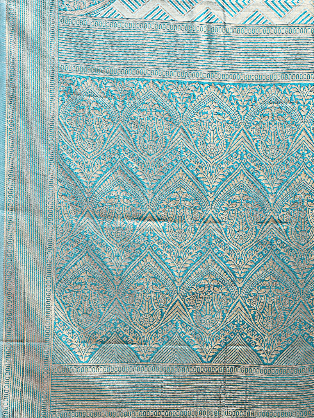 Astita Elegant Sea Green and Blue Silk Saree – Graceful Artistry with Contemporary Charm