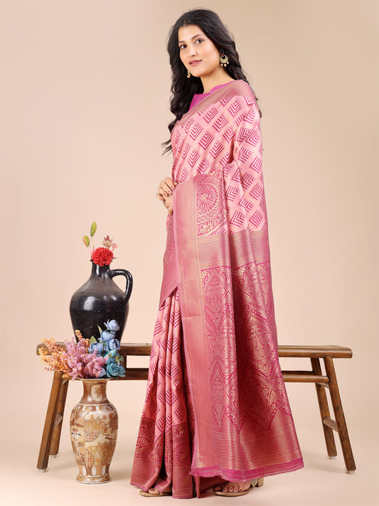 Astita Elegant Light Pink and Magenta Silk Saree – Graceful Artistry with Contemporary Charm