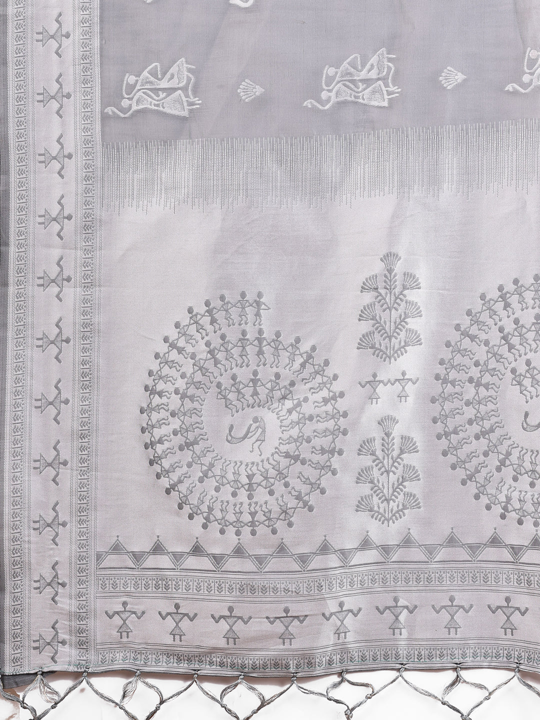 Astita Grey & White InspiGrey Linen Cotton Saree for Women | Light, Soft, Ethnic Saree for Pooja, Office & Gifting