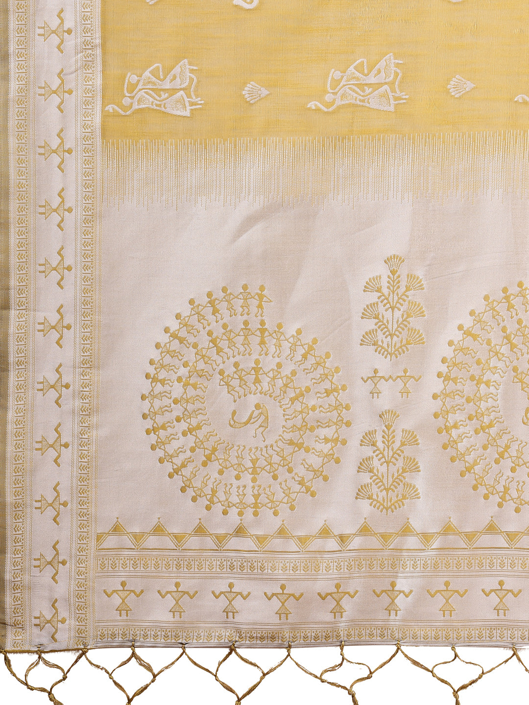 Astita Mustard & White InspiMustard Linen Cotton Saree for Women | Light, Soft, Ethnic Saree for Pooja, Office & Gifting