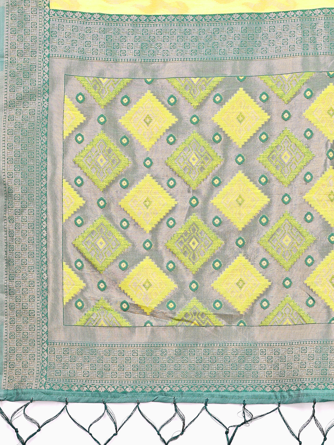 Astita Radiant Yellow Linen Cotton Patola Saree – Where Tradition Dances with Elegance