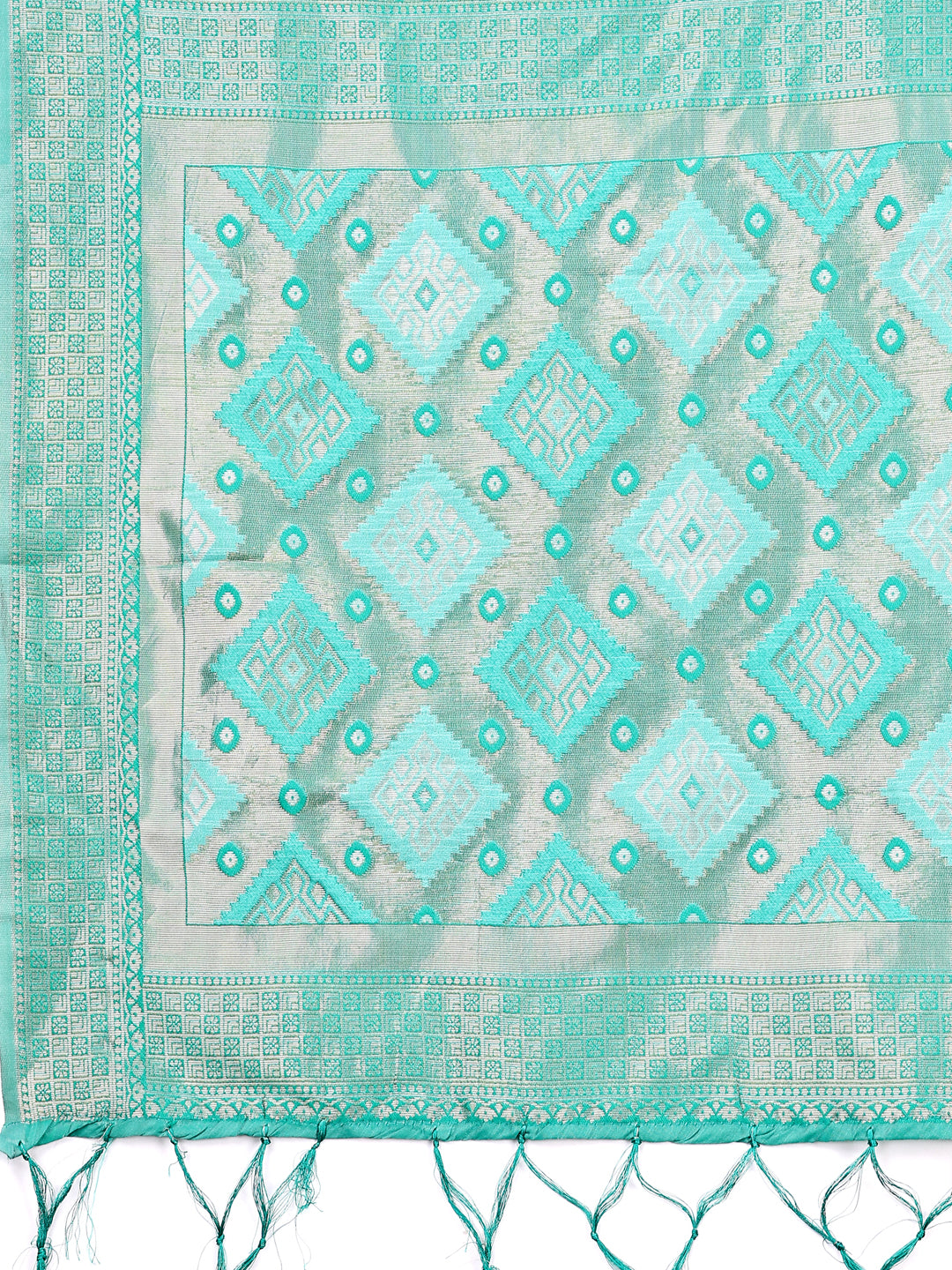 Astita Radiant Sea Green Linen Cotton Patola Saree – Where Tradition Dances with Elegance