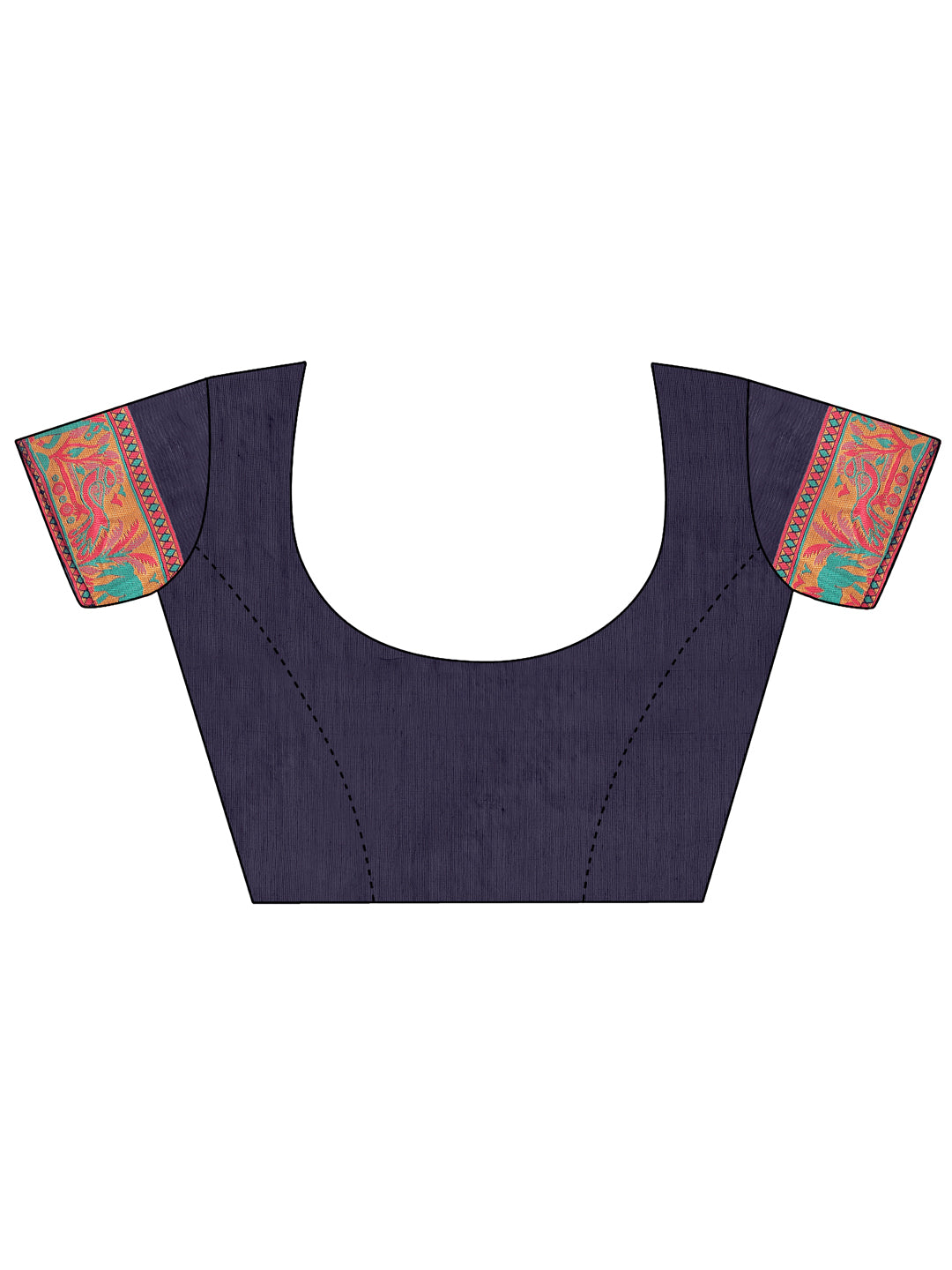 Astita Navy Blue Linen Cotton Saree with Multicolor Ethnic Print – Soft & Lightweight Saree for Festive, Daily, and Office Wear