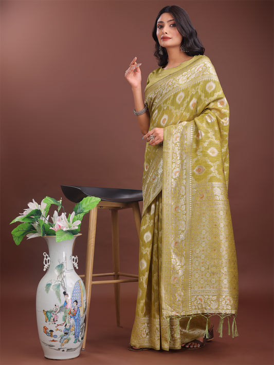 Astita Elegant Mustrad Linen Cotton Saree with Silver Zari – Perfect Blend of Comfort & Charm
