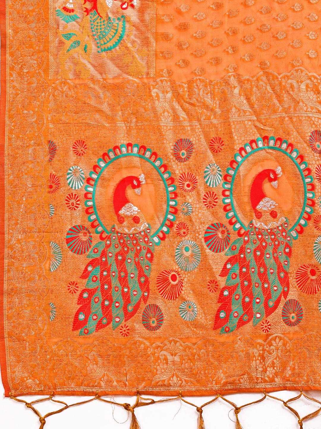 Majestic Mustrad Linen Cotton Saree with Royal Peacock Pallu – A Celebration of Heritage and Grace
