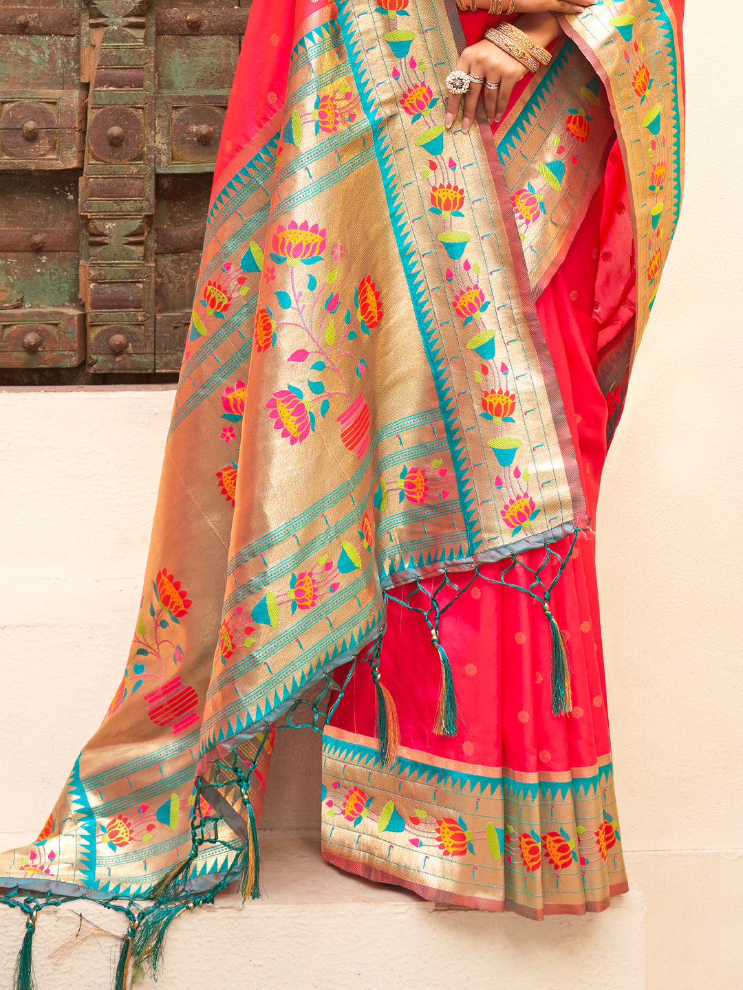 Astita Majestic Pink Paithani Silk Saree with Royal Floral Zari Pallu | Pure Festive & Bridal Edition