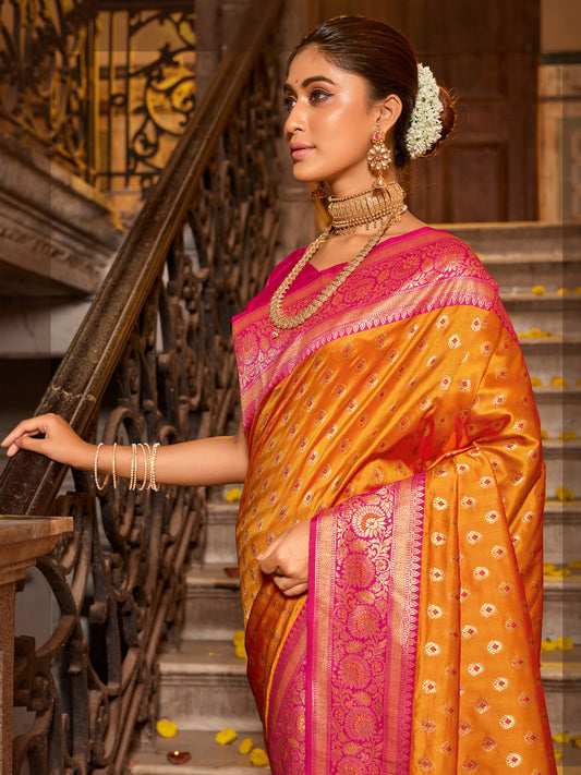 Astita Majestic Mustard Pure Kanjivaram Silk Saree | Bridal Heritage Collection | Limited Edition