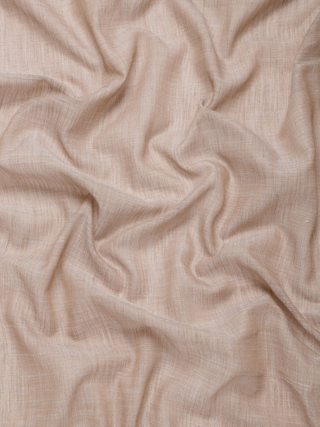 Brown Woven Linen Blend Saree with Silver Zari Border & Tassels