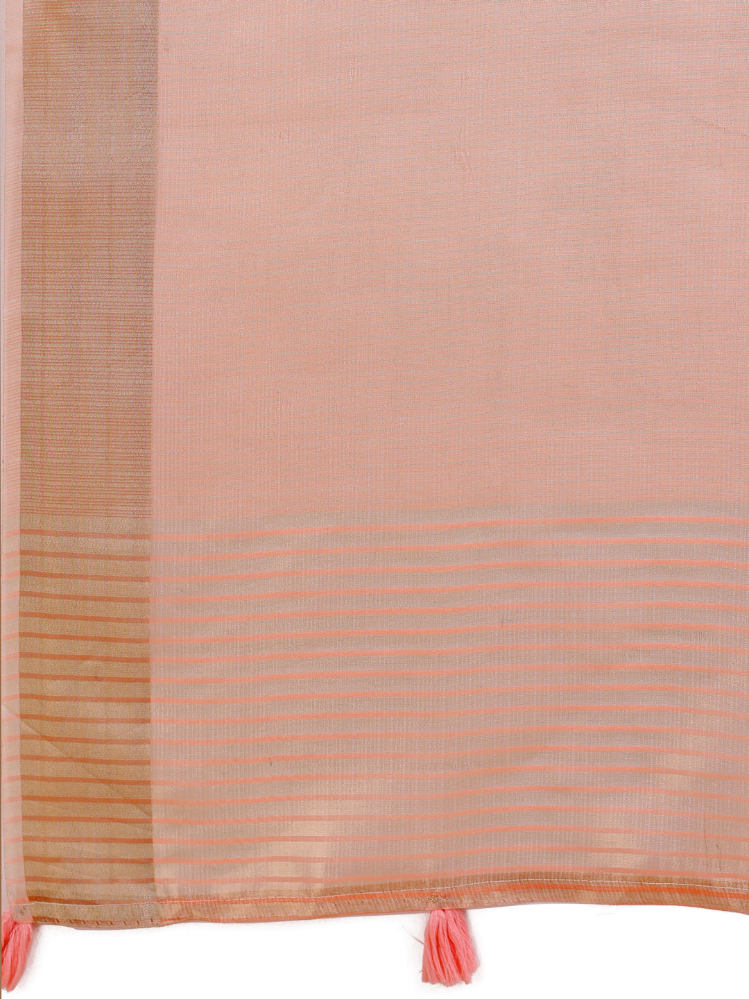 Astita Elegant Peach Organza Saree with Zari Border | Lightweight Transparent Saree with Blouse Piece for Festive & Daily Wear