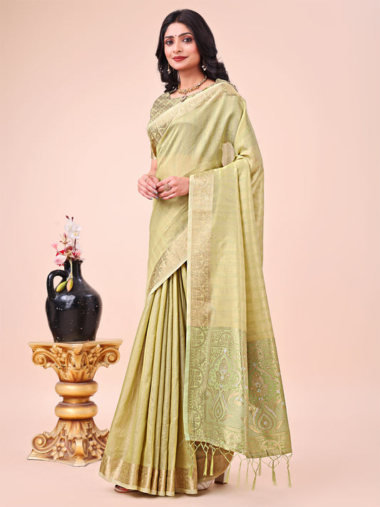 Astita Light Green Organza Saree – Ethereal Sophistication in Every Fold