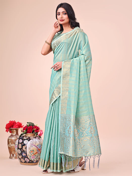 Astita Teal Organza Saree – Ethereal Sophistication in Every Fold