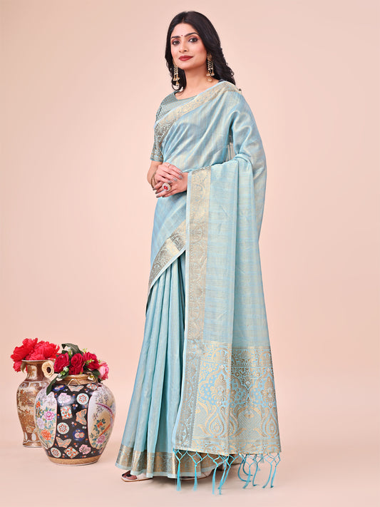 Astita Light Blue Organza Saree – Ethereal Sophistication in Every Fold
