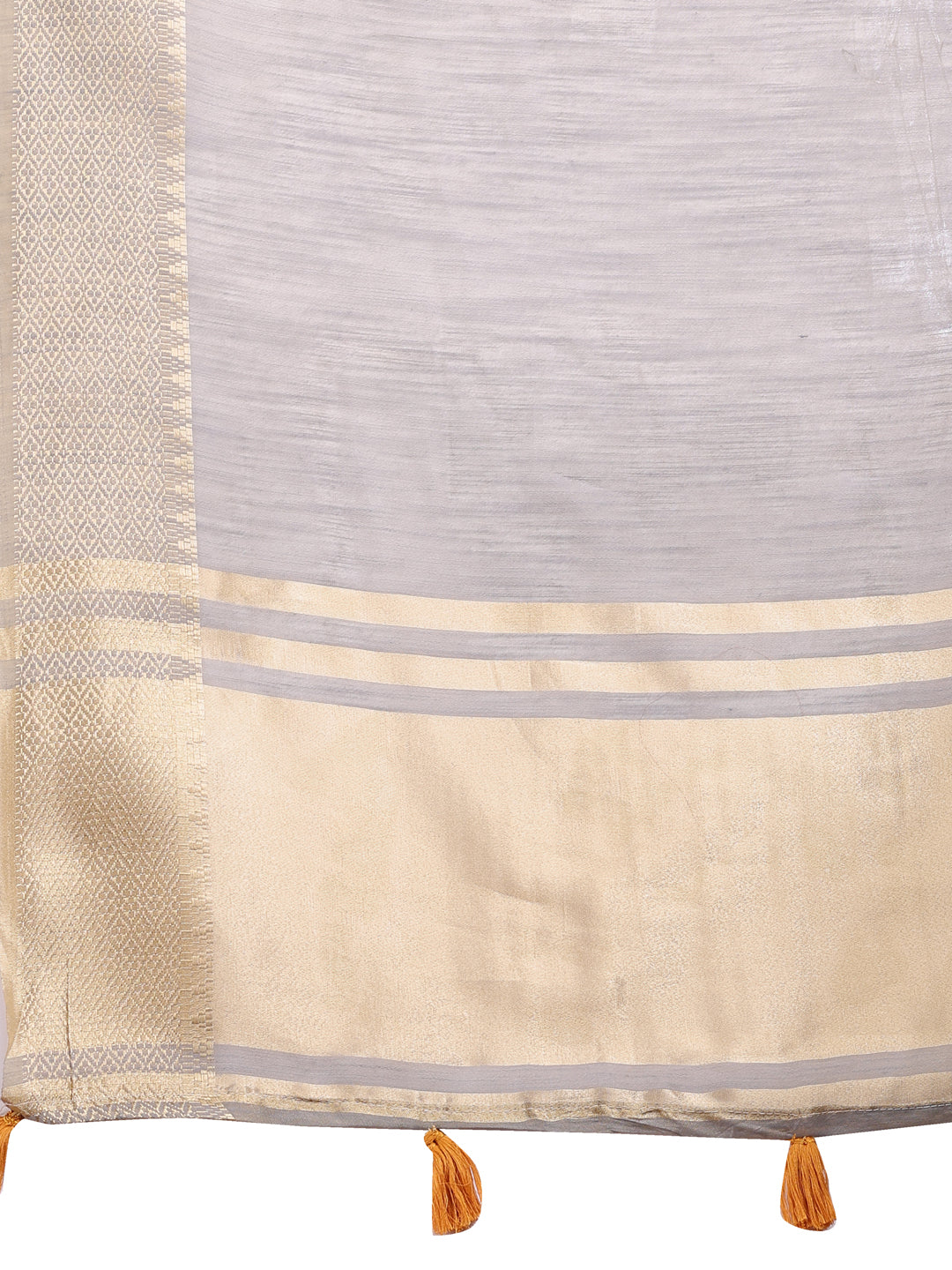 Astita Graceful Grey Cotton Saree for Women – Soft Handfeel Saree with Golden Zari Border & Elegant Pallu