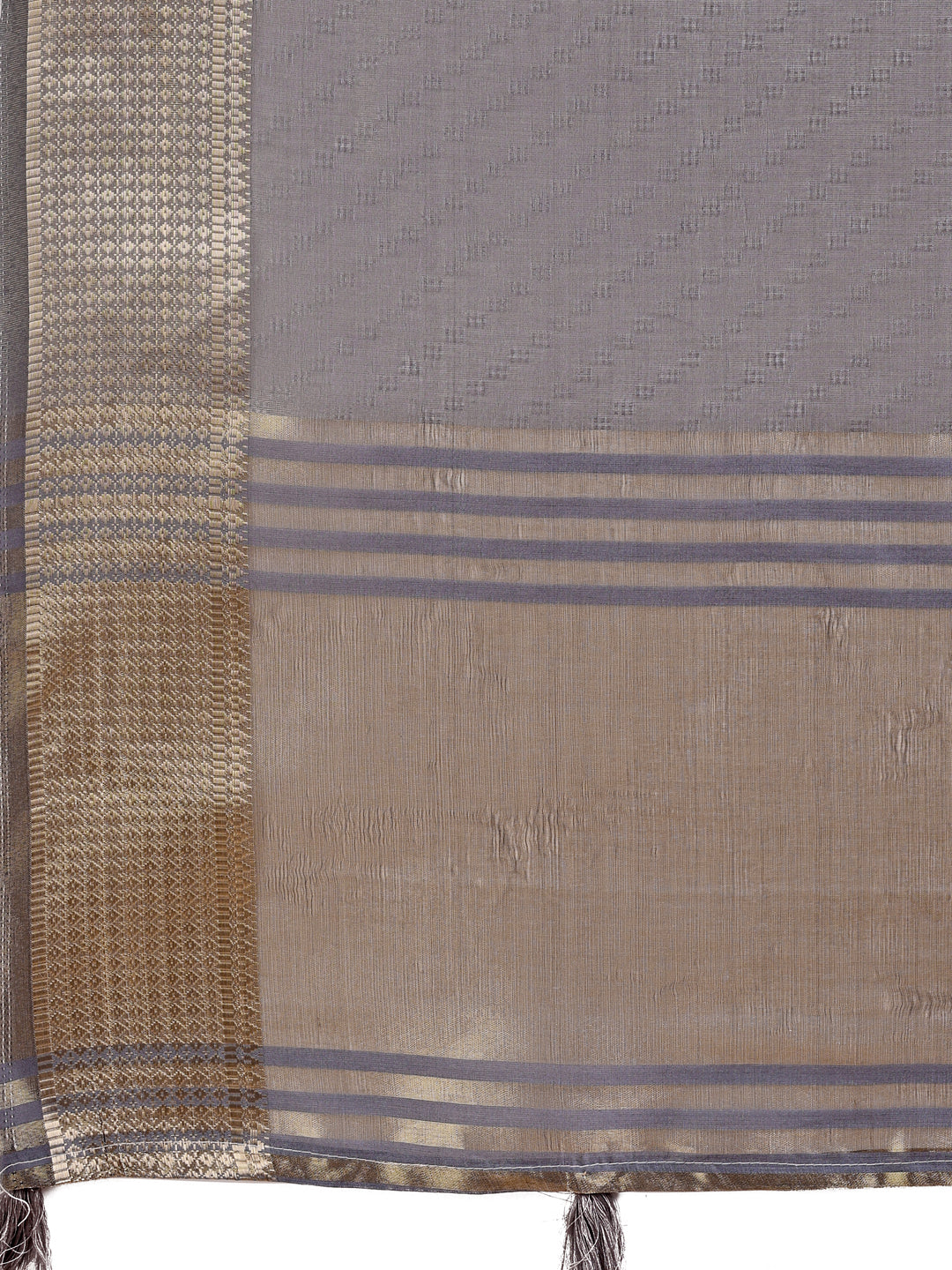 Astita Graceful Grey Organza Saree with Rich Golden Zari Border | Elegant Party Wear Saree with Blouse Piece