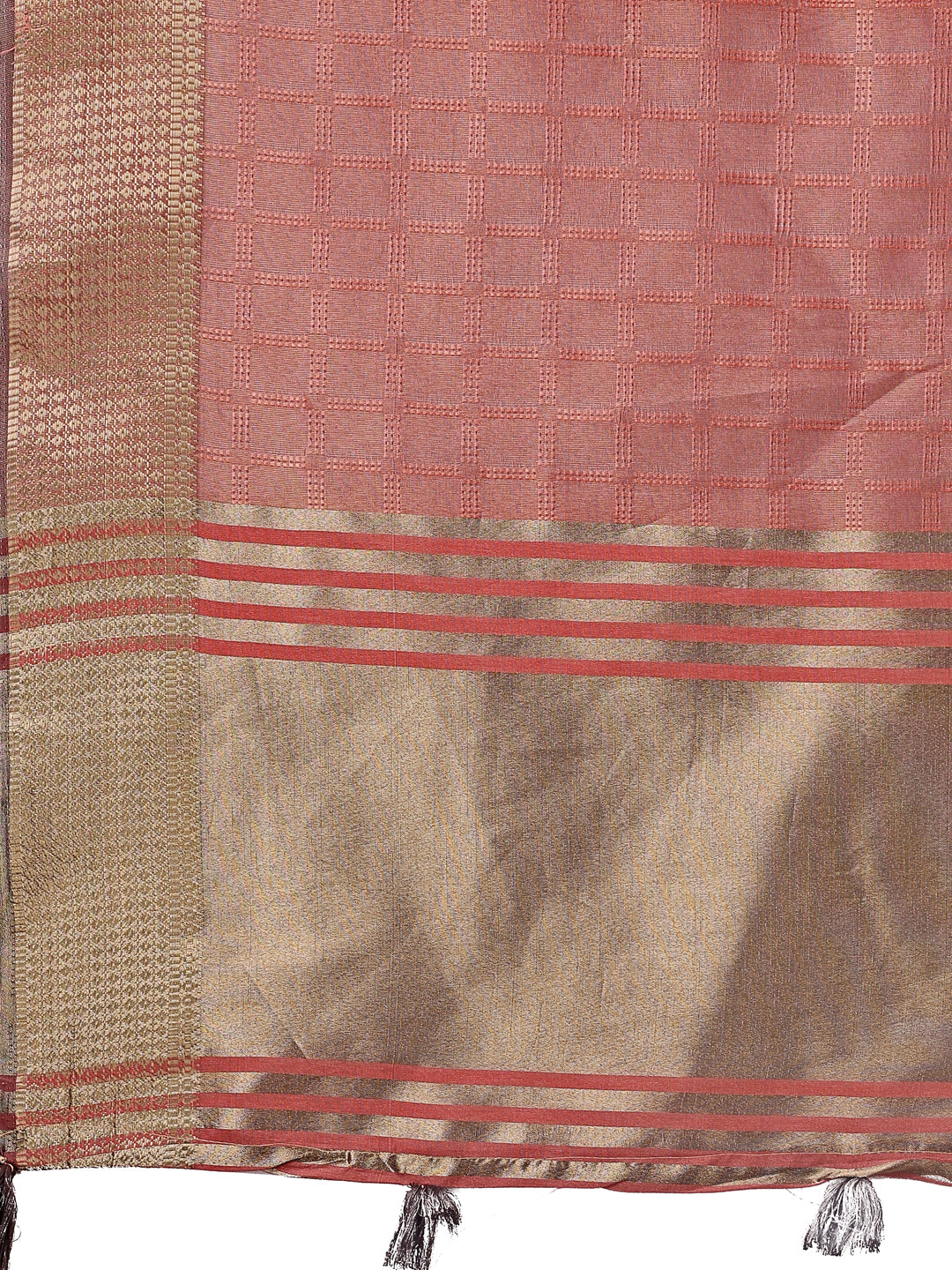 Astita Peach Organza Saree with Golden Zari Border | Elegant Soft Lightweight Party Wear Saree with Blouse