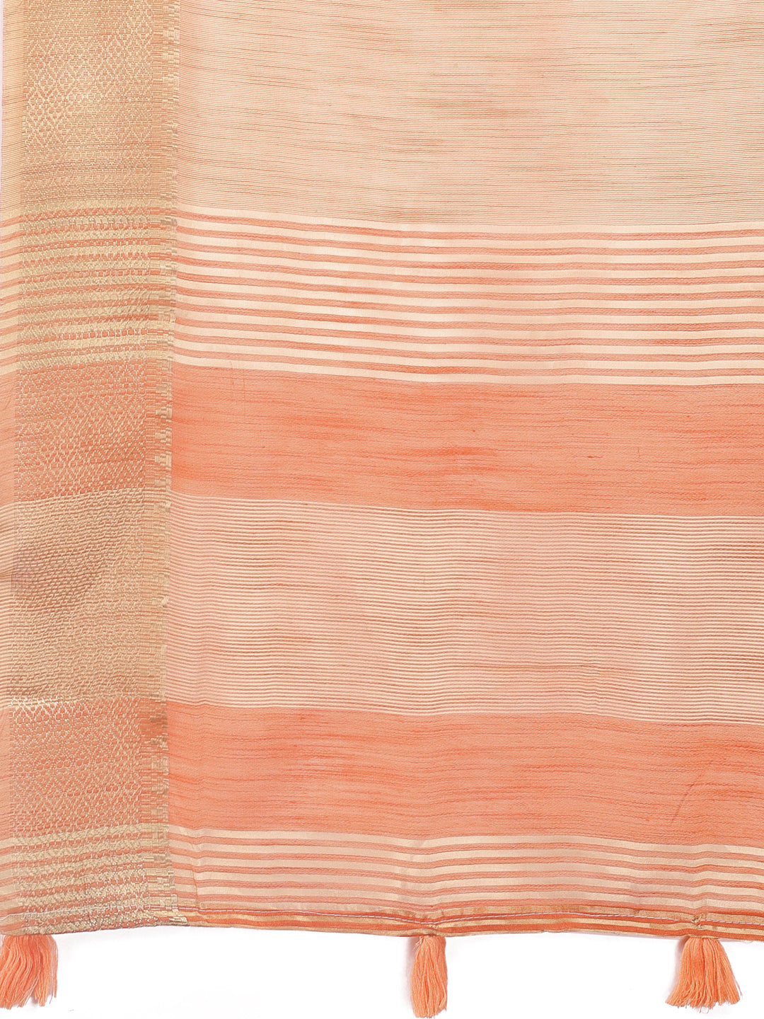 Astita Elegant Orange Linen Saree with Golden Zari Border & Rich Pallu | Soft Drape | Festive & Office Wear