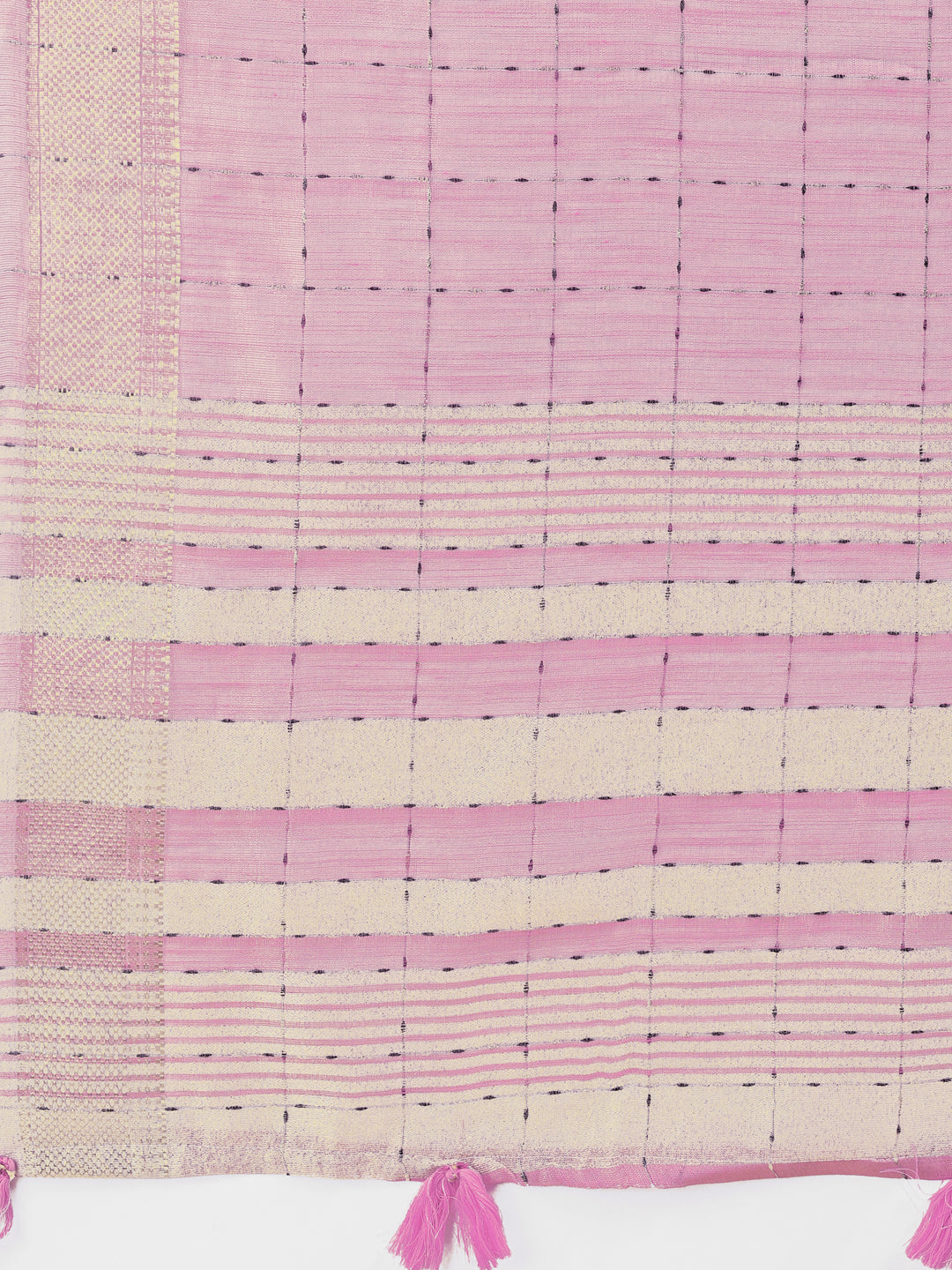 Astita Elegant Pink Organza Saree with Golden Zari Border & Designer Tassels | Lightweight Partywear Saree