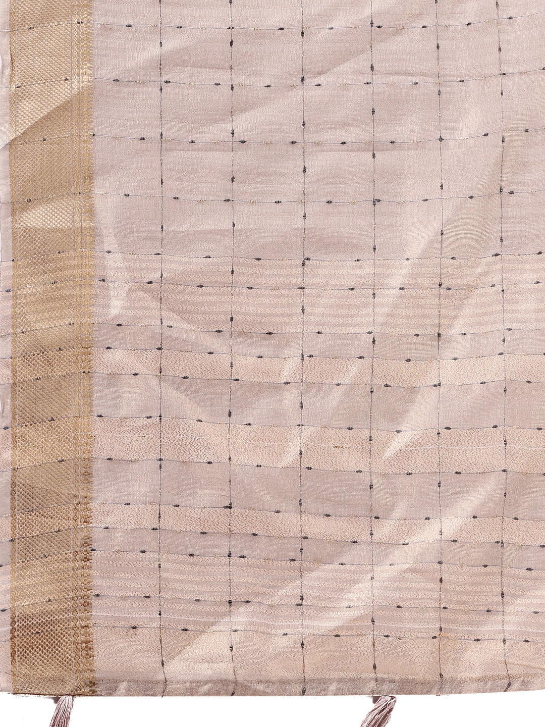 Astita Cream Gold Organza Saree with Subtle Zari Weave | Lightweight Festive Saree for Women | Elegant Traditional Look | Golden Border & Pallu | Perfect for Weddings, Puja & Gifting