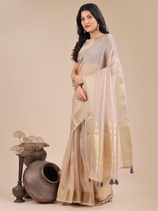 Astita Elegant Light Pink Organza Saree – Sheer Sophistication for Timeless Beauty