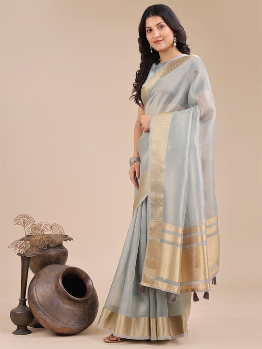 Astita Elegant Sky Blue Organza Saree – Sheer Sophistication for Timeless Beauty