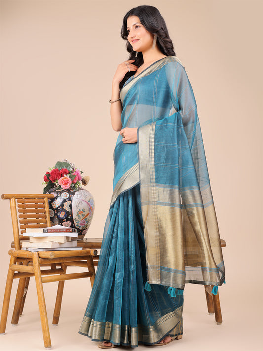 Wine Purple Organza Saree with Golden Border – Bold Elegance in Every Drape