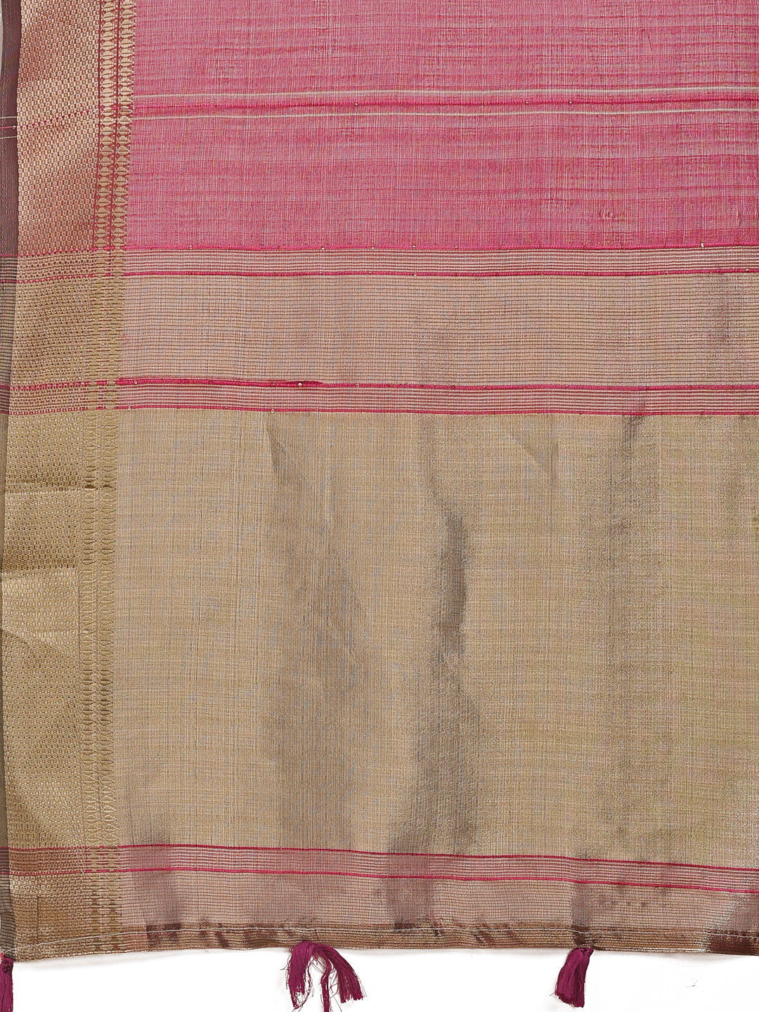 Magenta Organza Saree with Golden Border – Bold Elegance in Every Drape