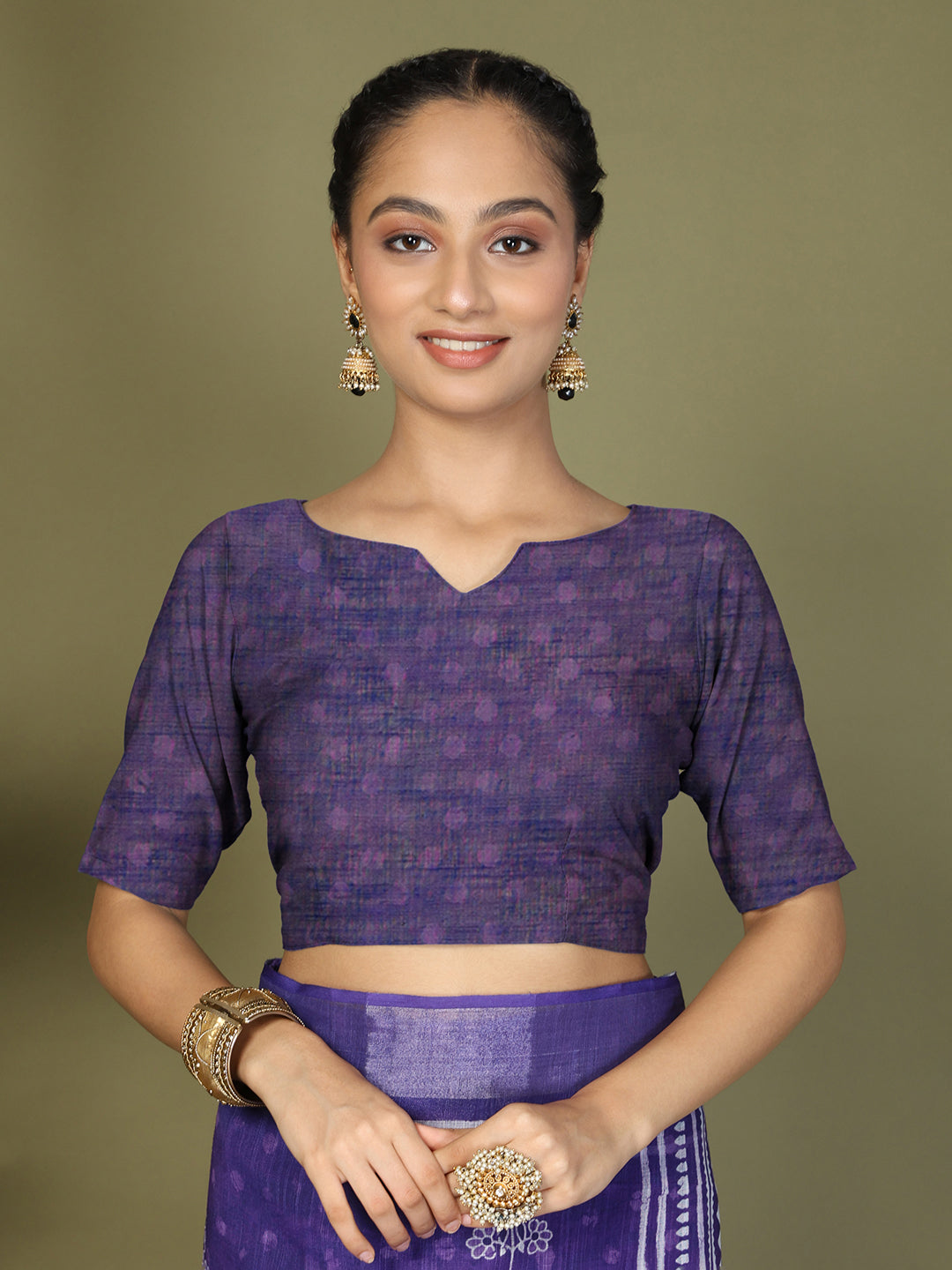 Astita Violet Printed Cotton Comfortable Daily & Office Wear Saree for Women