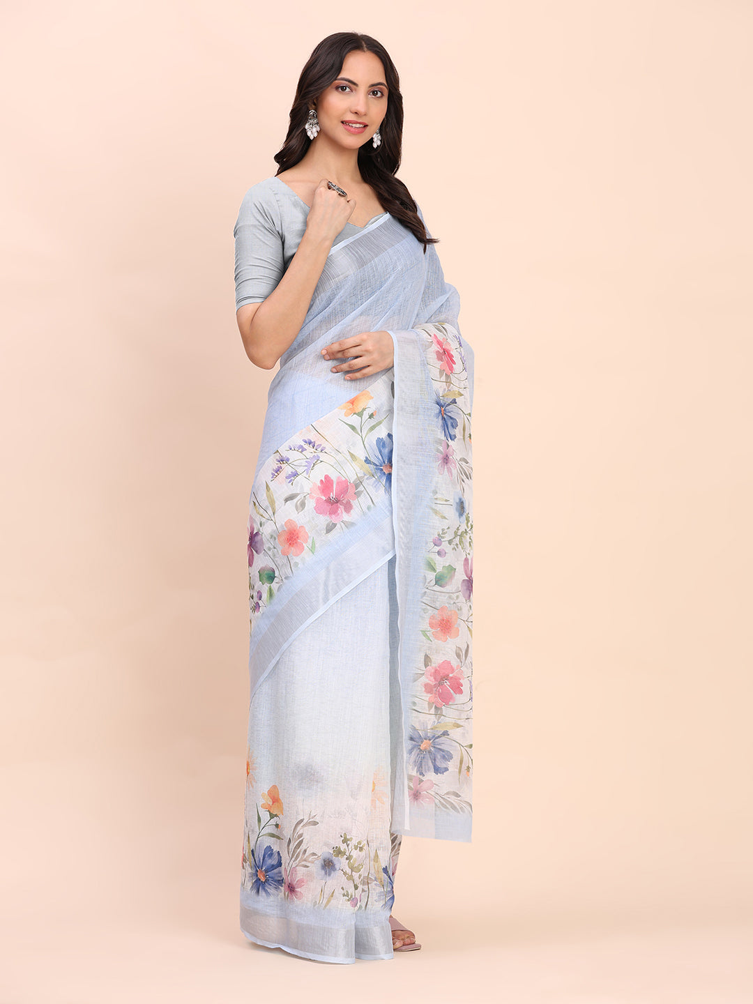 Astita Green Cotton Cotton Saree with Tribal Floral Print | Bold Ethnic Design | Lightweight Casual & Festive Saree for Women