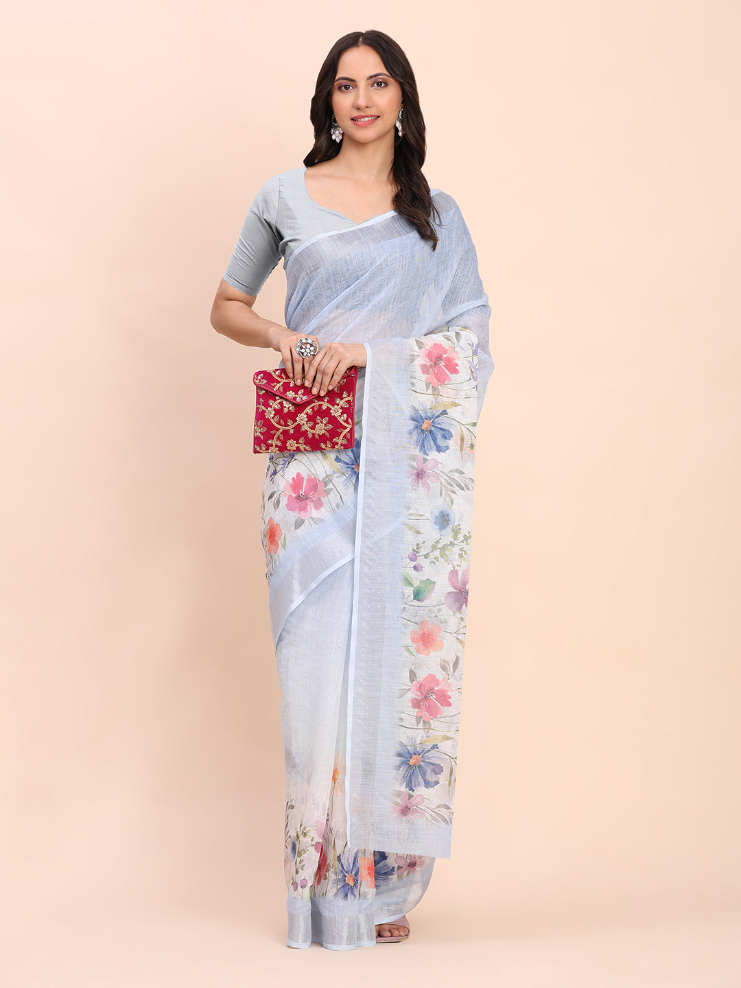 Astita Green Cotton Cotton Saree with Tribal Floral Print | Bold Ethnic Design | Lightweight Casual & Festive Saree for Women