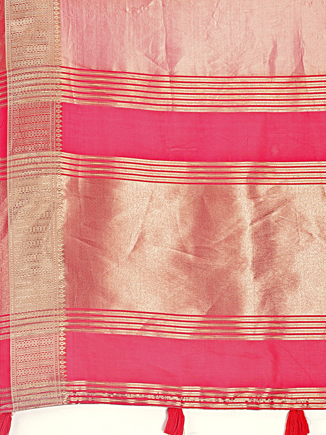 Astita Elegant Orange & Pink Organza Saree with Rich Zari Border & Pallu Tassels | Premium Partywear Saree for Women