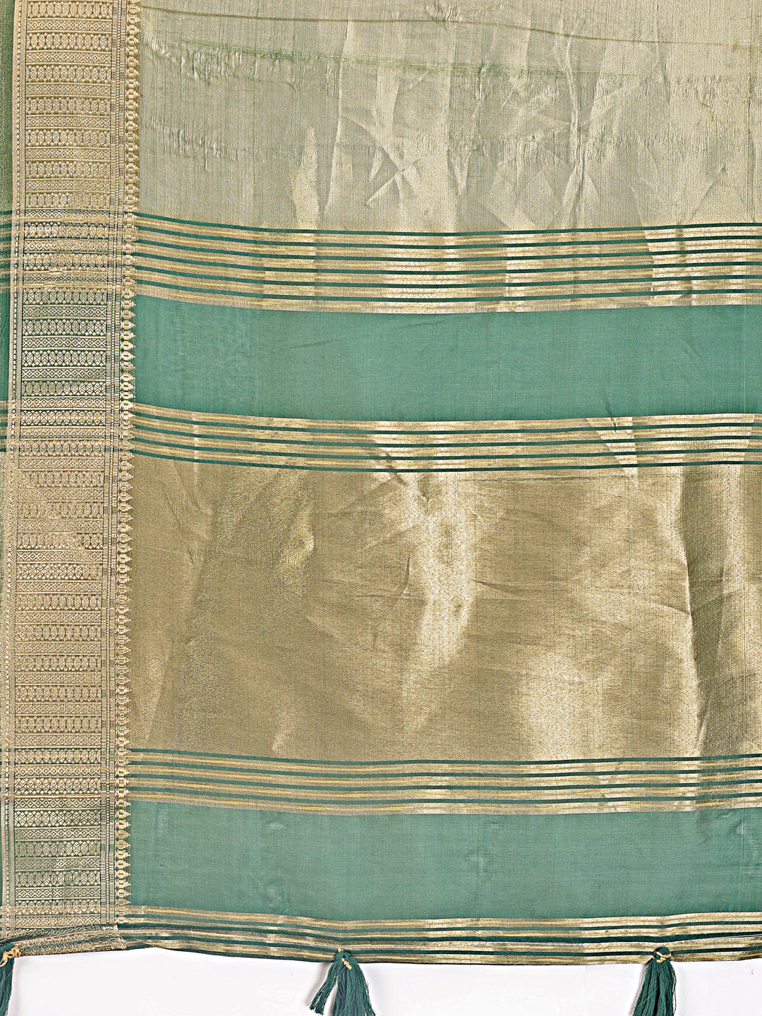 Astita Elegant Light Green & Green Organza Saree with Rich Zari Border & Pallu Tassels | Premium Partywear Saree for Women