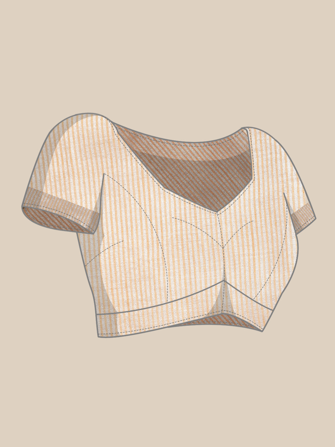 Elegant Tan Woven Linen Saree with Contrast Zari Border & Tassels – Soft & Breathable Party Wear