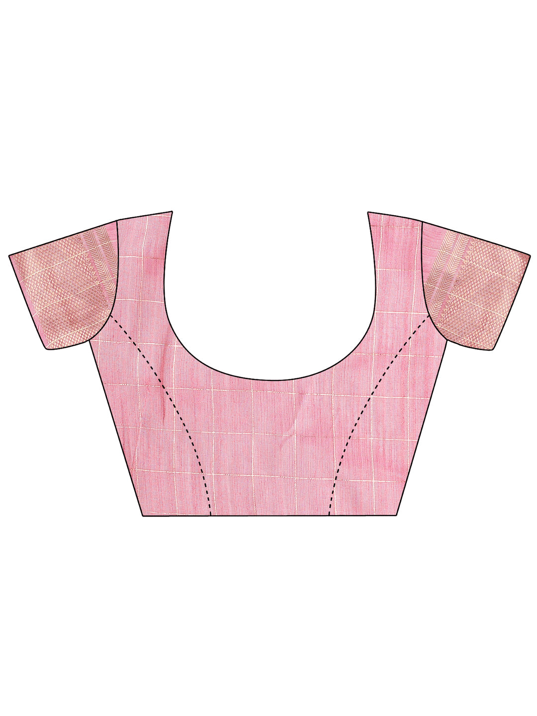 Peach Pink Organza Saree with Golden Checked Pattern – Radiate Soft Elegance