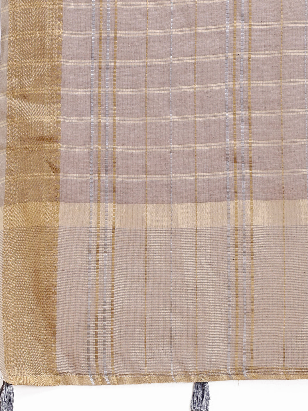 Astita Tan Organza Saree with Gold Zari – Subtle Grace for Timeless Style