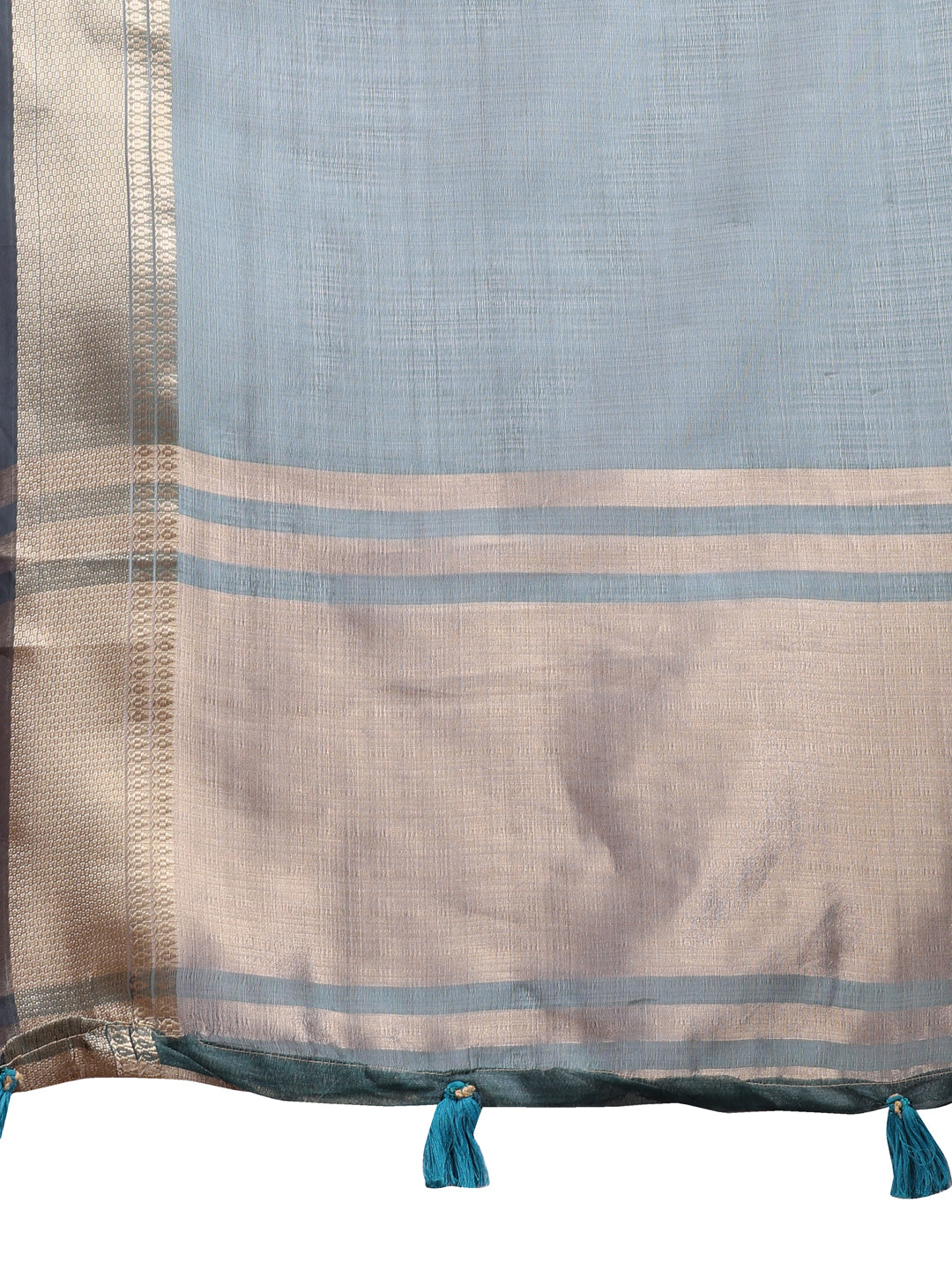 Sea Green Organza Saree with Golden Zari Border – Embrace Classic Grace