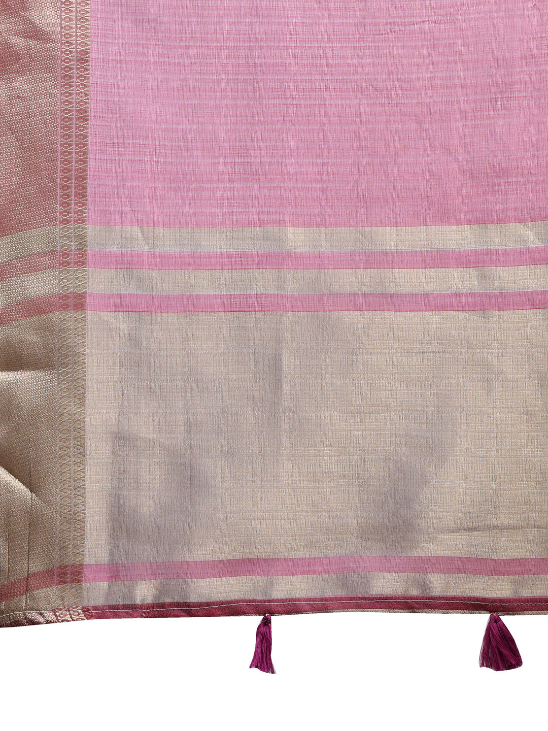 Magenta Organza Saree with Golden Zari Border – Embrace Classic Grace