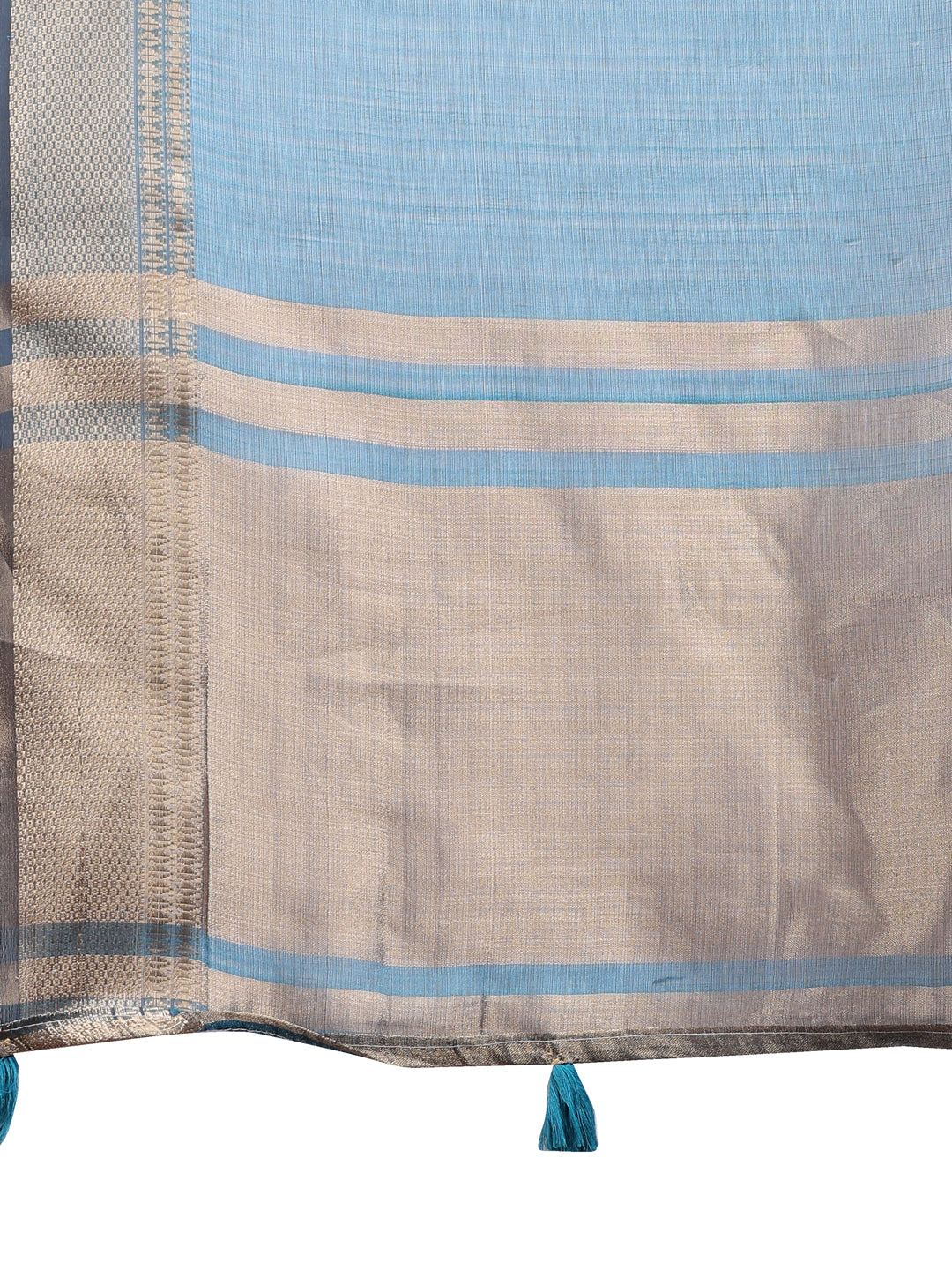 Sea Green Organza Saree with Golden Zari Border – Embrace Classic Grace