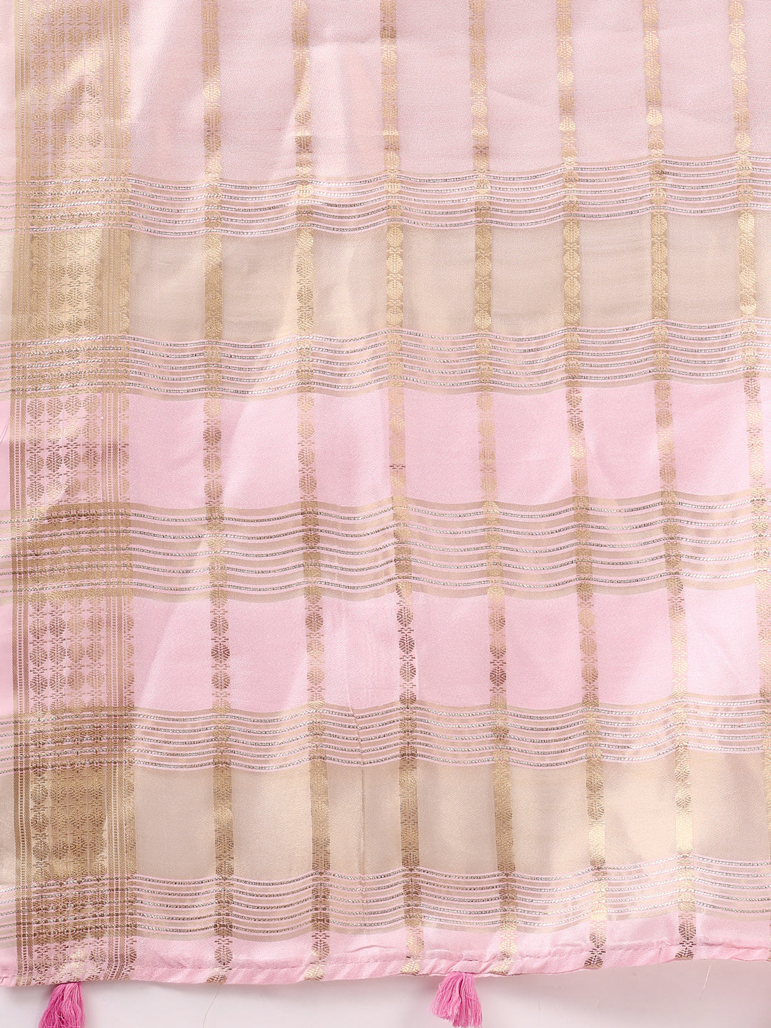 Astita Peach Organza Saree with Subtle Zari Weave | Lightweight Festive Saree for Women | Elegant Traditional Look | Golden Border & Pallu | Perfect for Weddings, Puja & Gifting