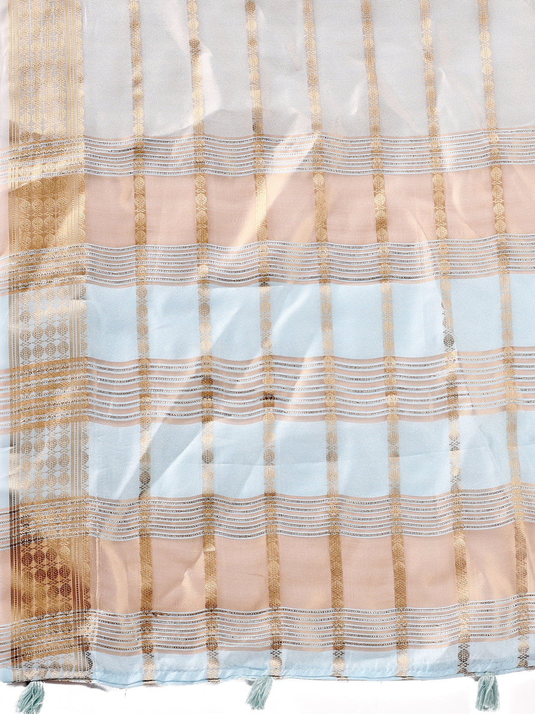 Astita Sky Blue Organza Saree with Subtle Zari Weave | Lightweight Festive Saree for Women | Elegant Traditional Look | Golden Border & Pallu | Perfect for Weddings, Puja & Gifting