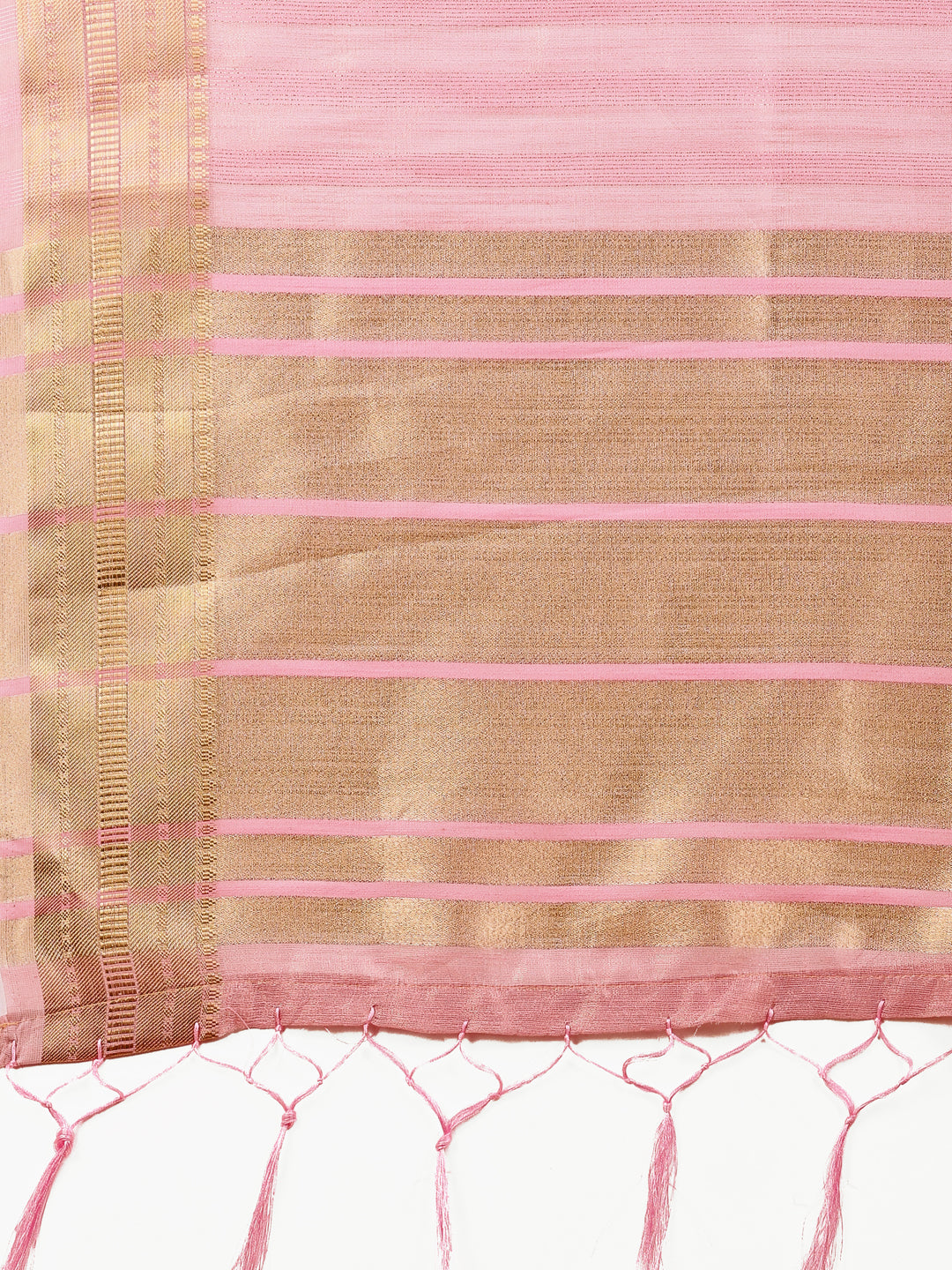 Astita Elegant Peach Organza Saree with Zari Border & Tassel Pallu – Lightweight Ethnic Wear for Festive & Wedding Occasions