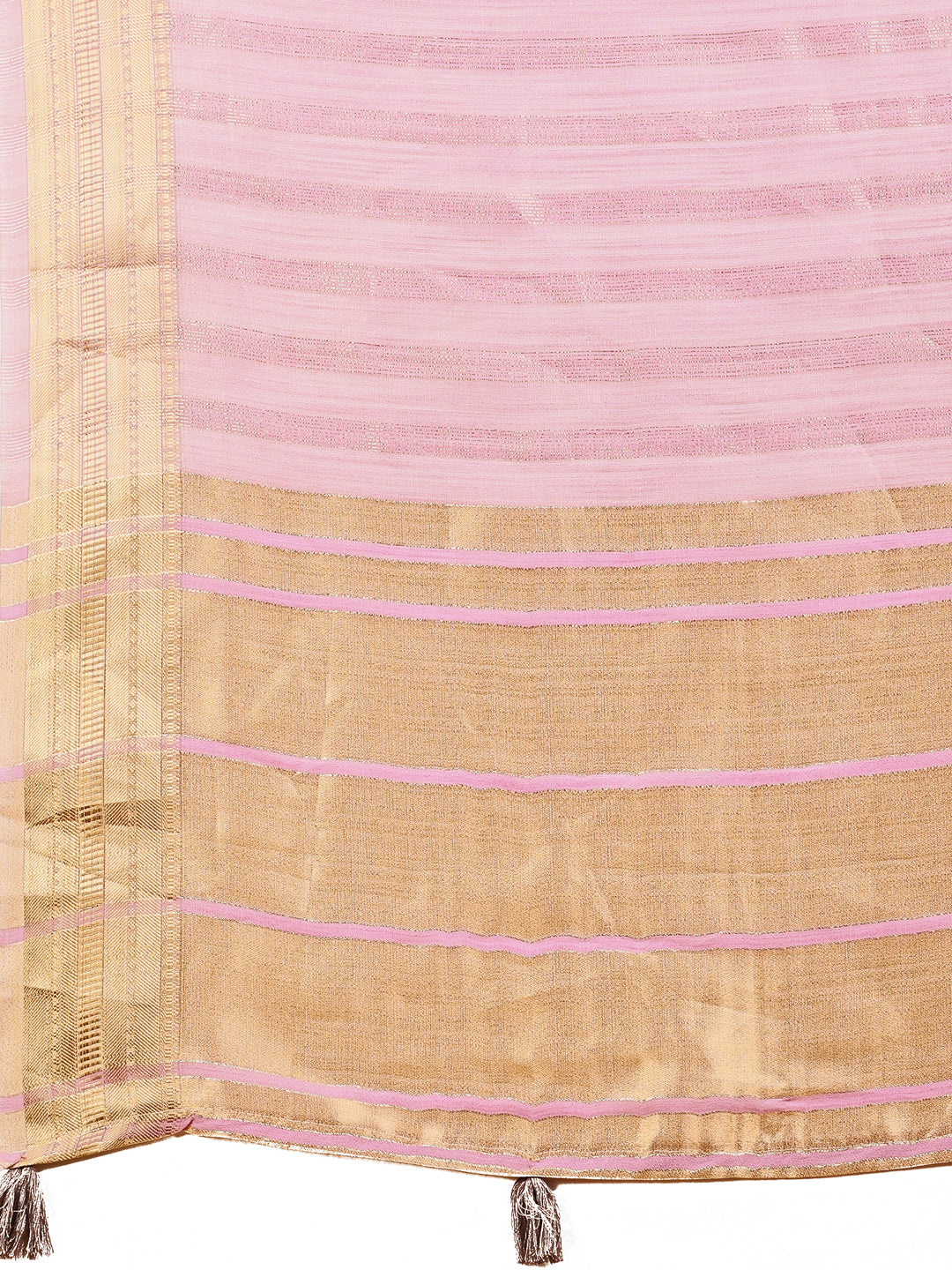 Astita Elegant Light Pink Organza Saree with Zari Border & Tassel Pallu – Lightweight Ethnic Wear for Festive & Wedding Occasions