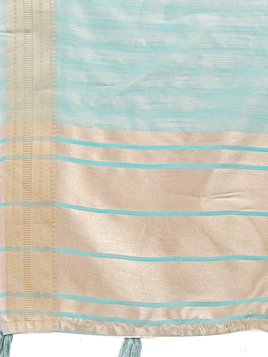 Astita Elegant Sea Green Organza Saree with Zari Border & Tassel Pallu – Lightweight Ethnic Wear for Festive & Wedding Occasions