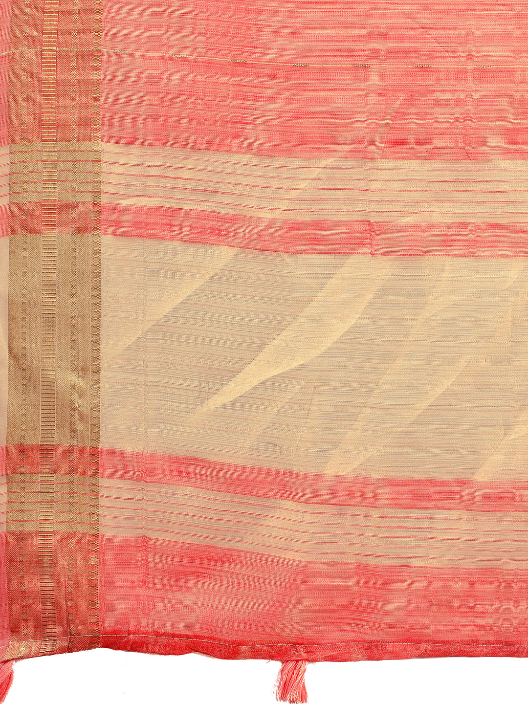 Astita Elegant Peach Organza Saree with Golden Zari Border – Festive & Office Wear Saree with Blouse Piece